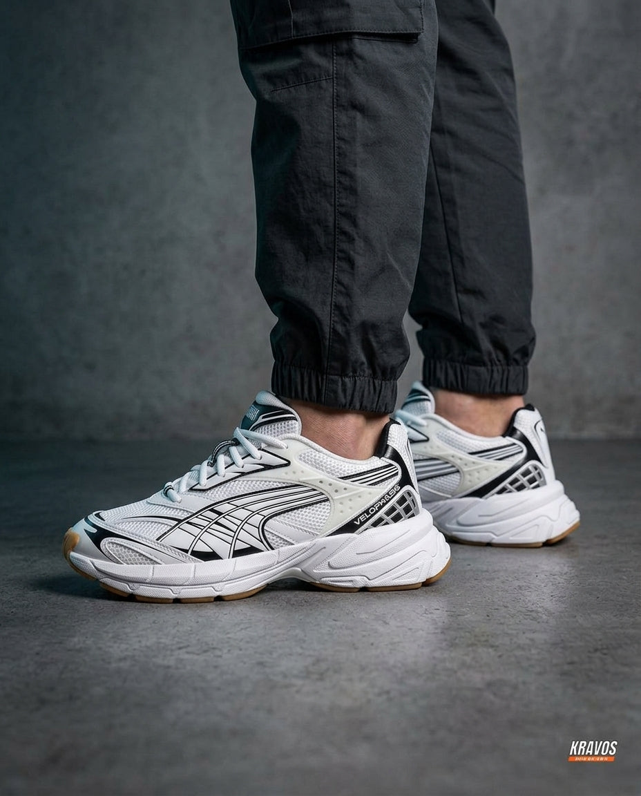 PM Mesh Gum-Sole Chunky Runner White Black Gum