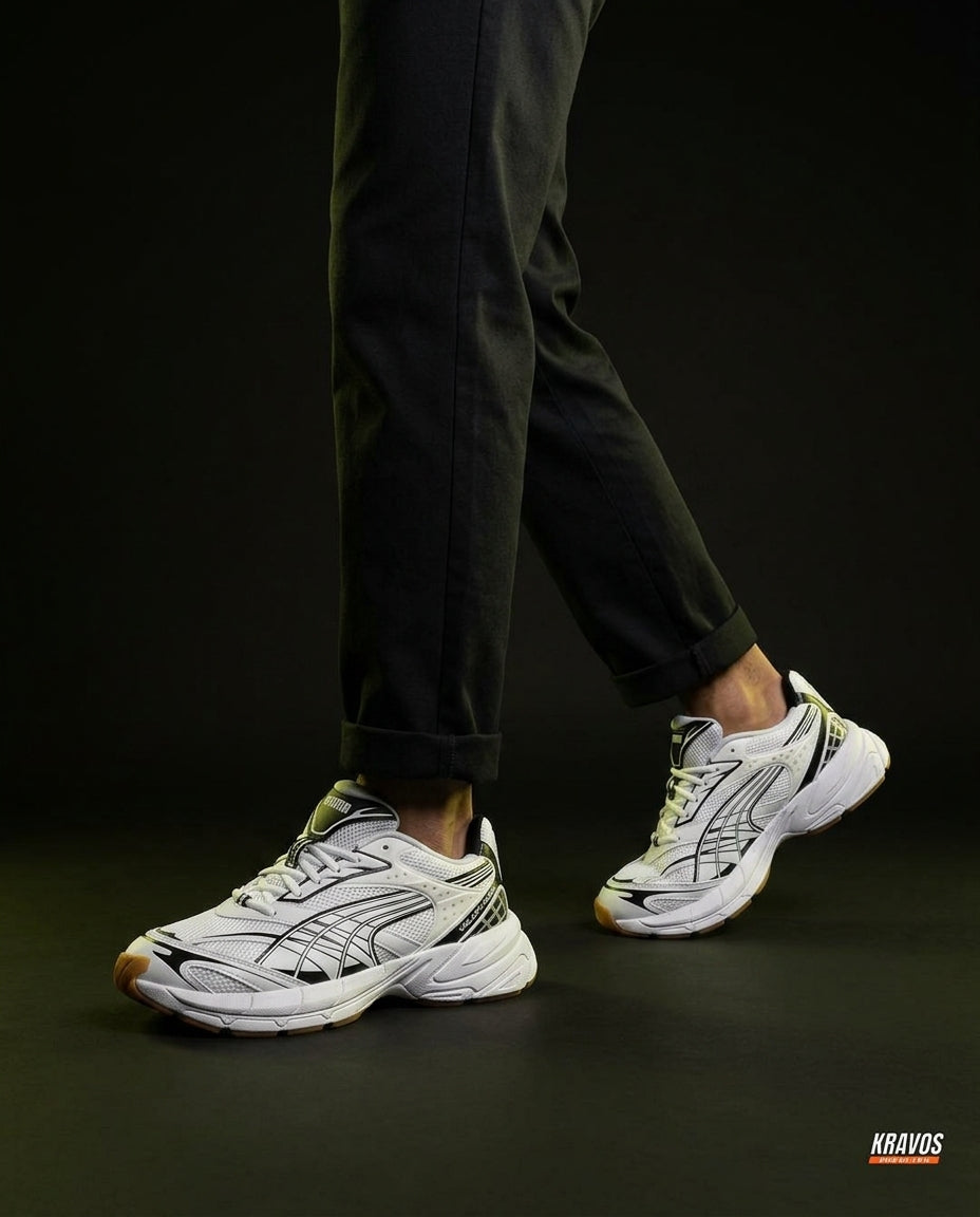 PM Mesh Gum-Sole Chunky Runner White Black Gum
