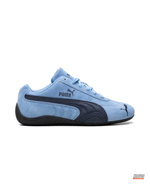PM Suede Curved-Sole Racing Trainer Sky Blue Navy #skybluenavy