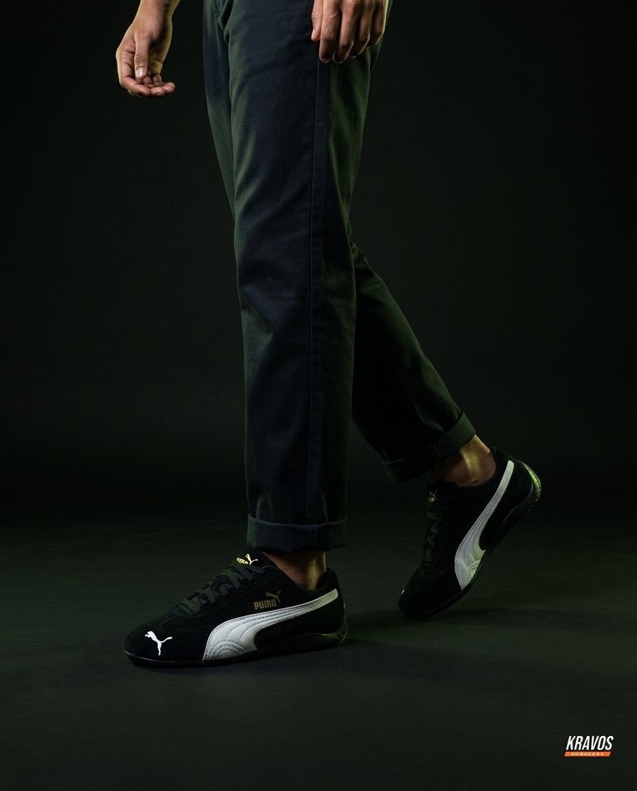 PM Suede Motorsport Low Racing Trainer Black White