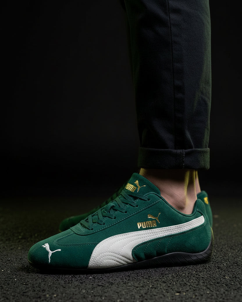 PM Suede Motorsport Low Racing Trainer Green White