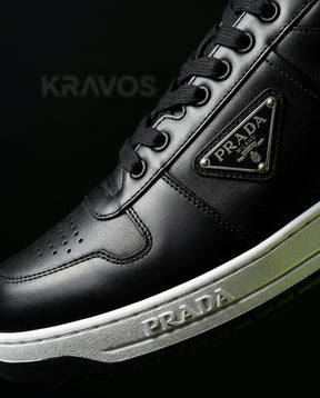 PRD Leather Panelled Court Trainer
