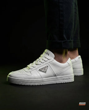 PRD Leather Panelled Court Trainer White