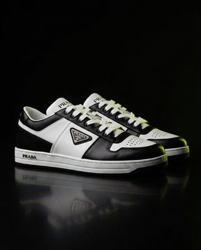 PRD Leather Panelled Court Trainer White Black