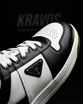 PRD Leather Panelled Court Trainer White Black