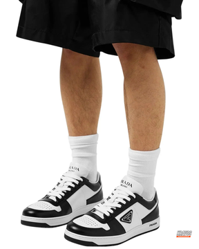 PRD Leather Panelled Court Trainer