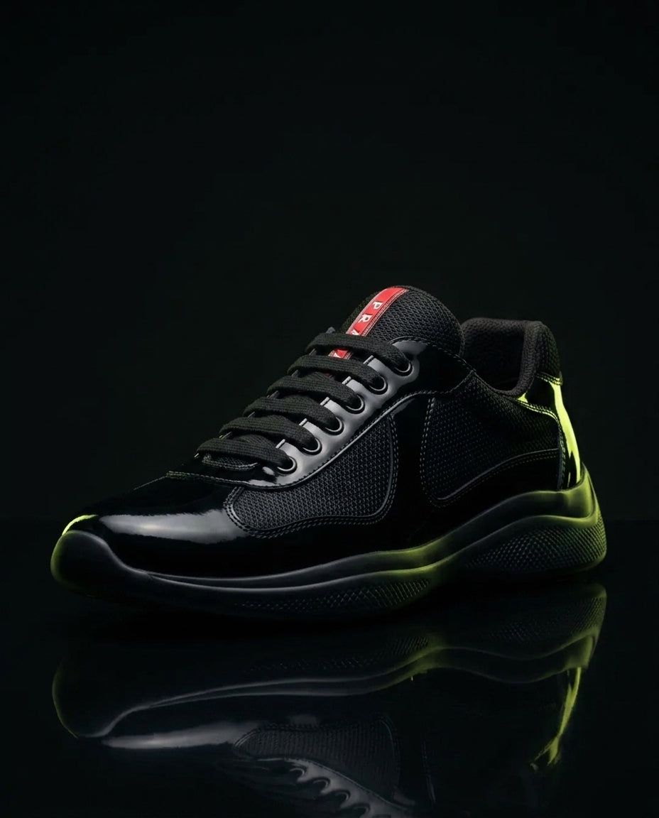 PRD Patent Leather Mesh Panel Trainer