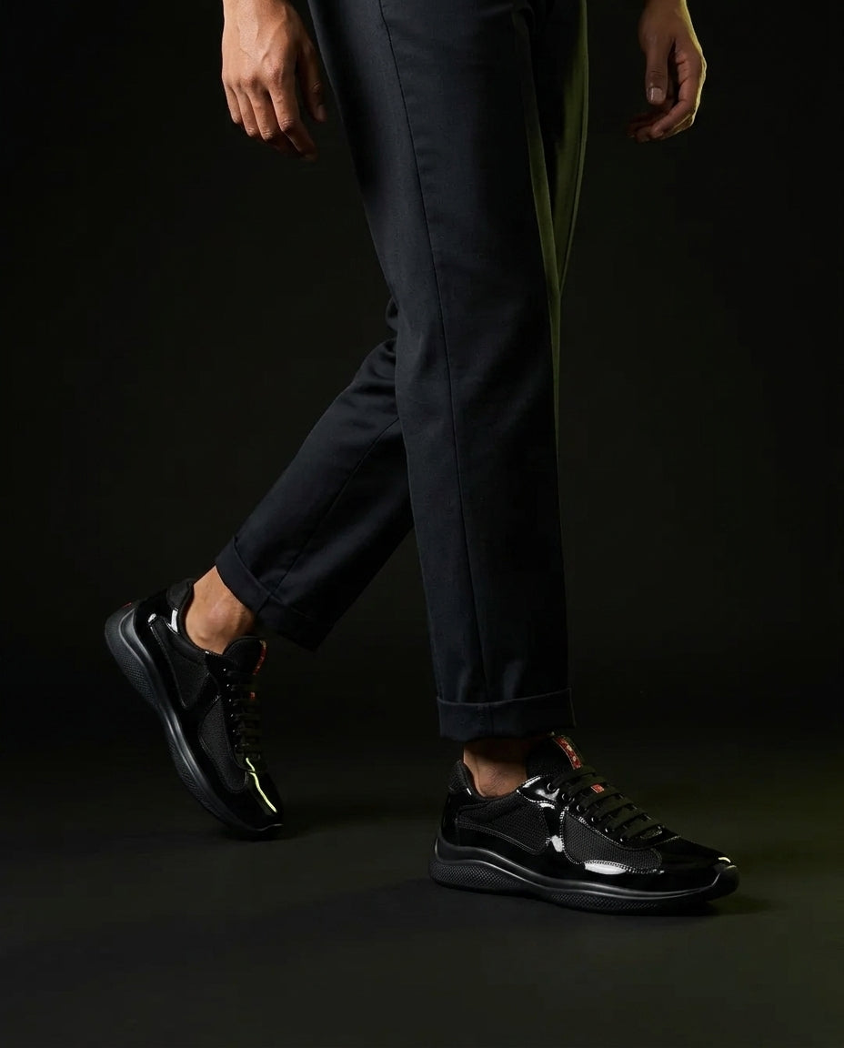 PRD Patent Leather Mesh Panel Trainer