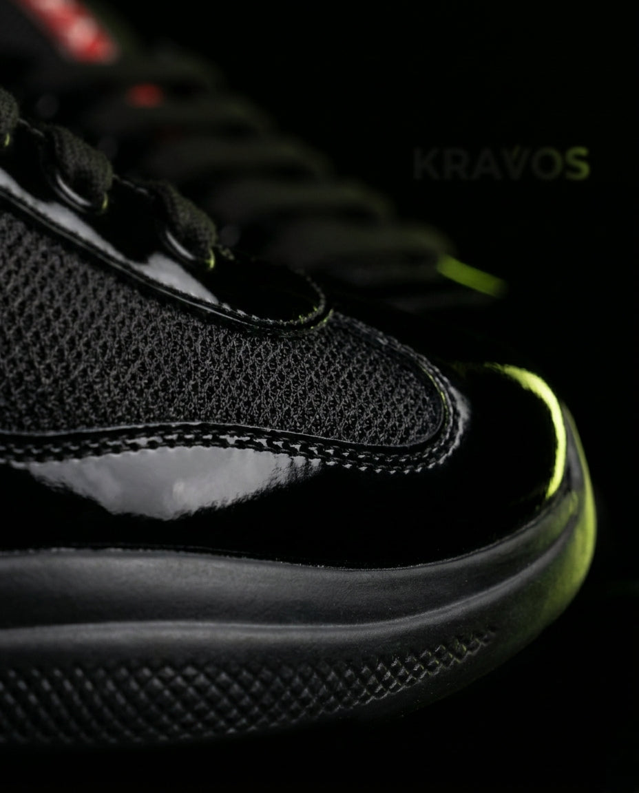 PRD Patent Leather Mesh Panel Trainer