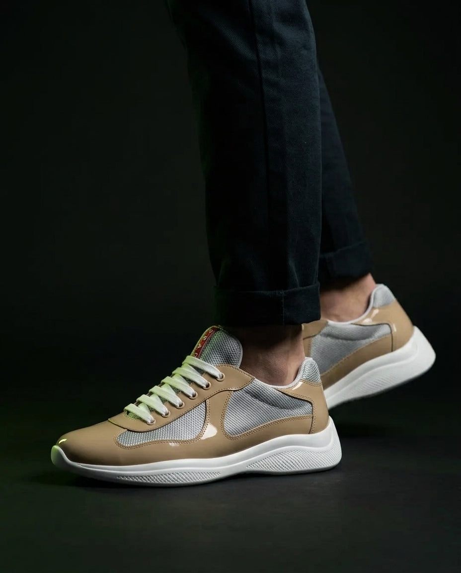 PRD Patent Mesh Panelled Court Trainer