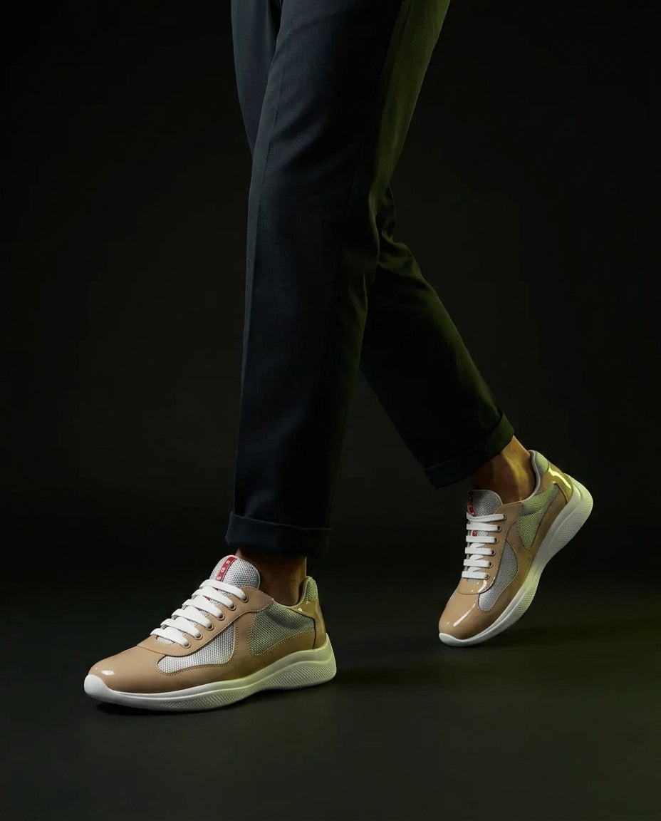 PRD Patent Mesh Panelled Court Trainer
