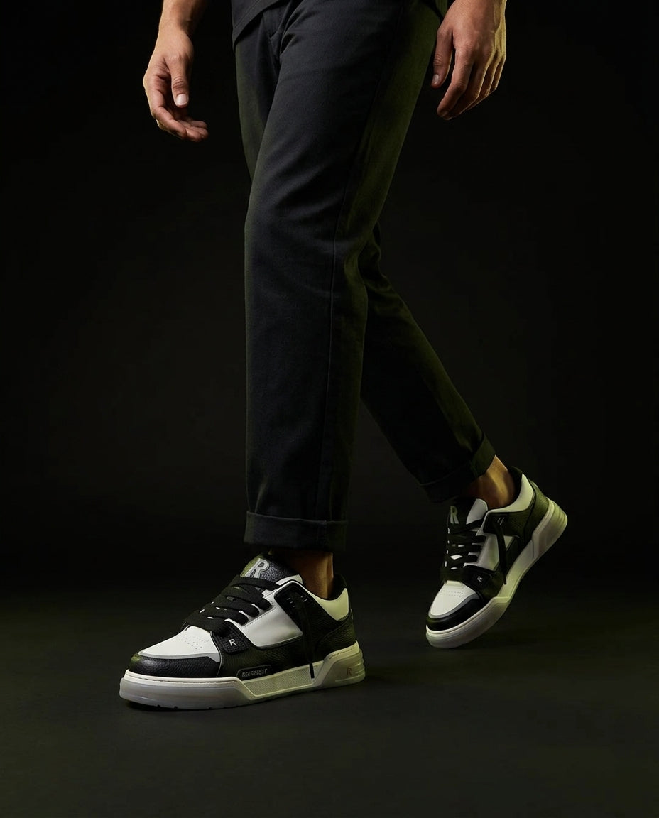 RPT Leather Panelled Court Trainer