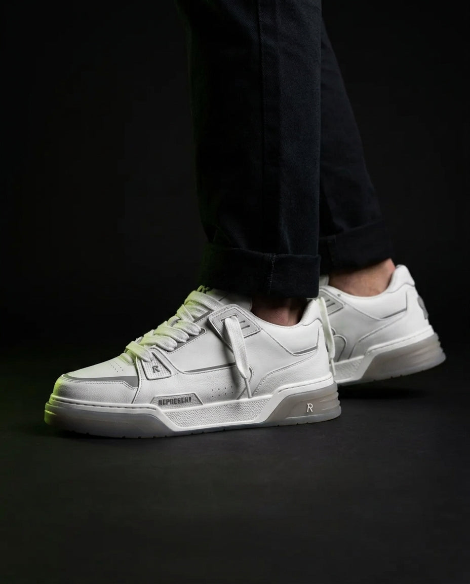 RPT Leather Panelled Court Trainer White Grey