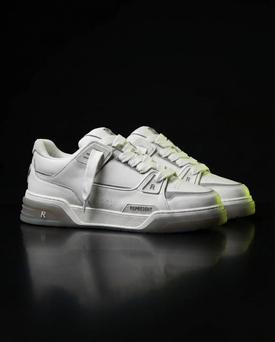 RPT Leather Panelled Court Trainer White Grey
