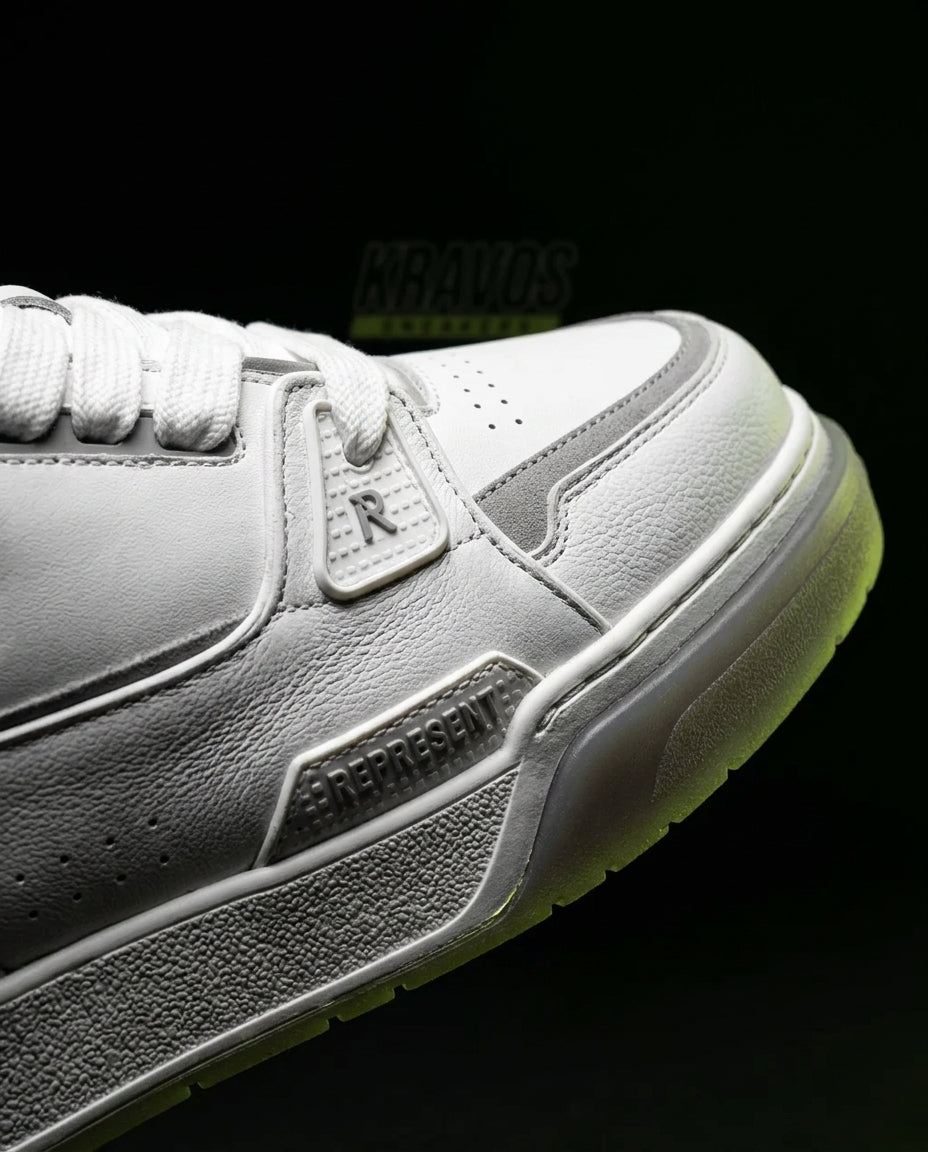 RPT Leather Panelled Court Trainer White Grey