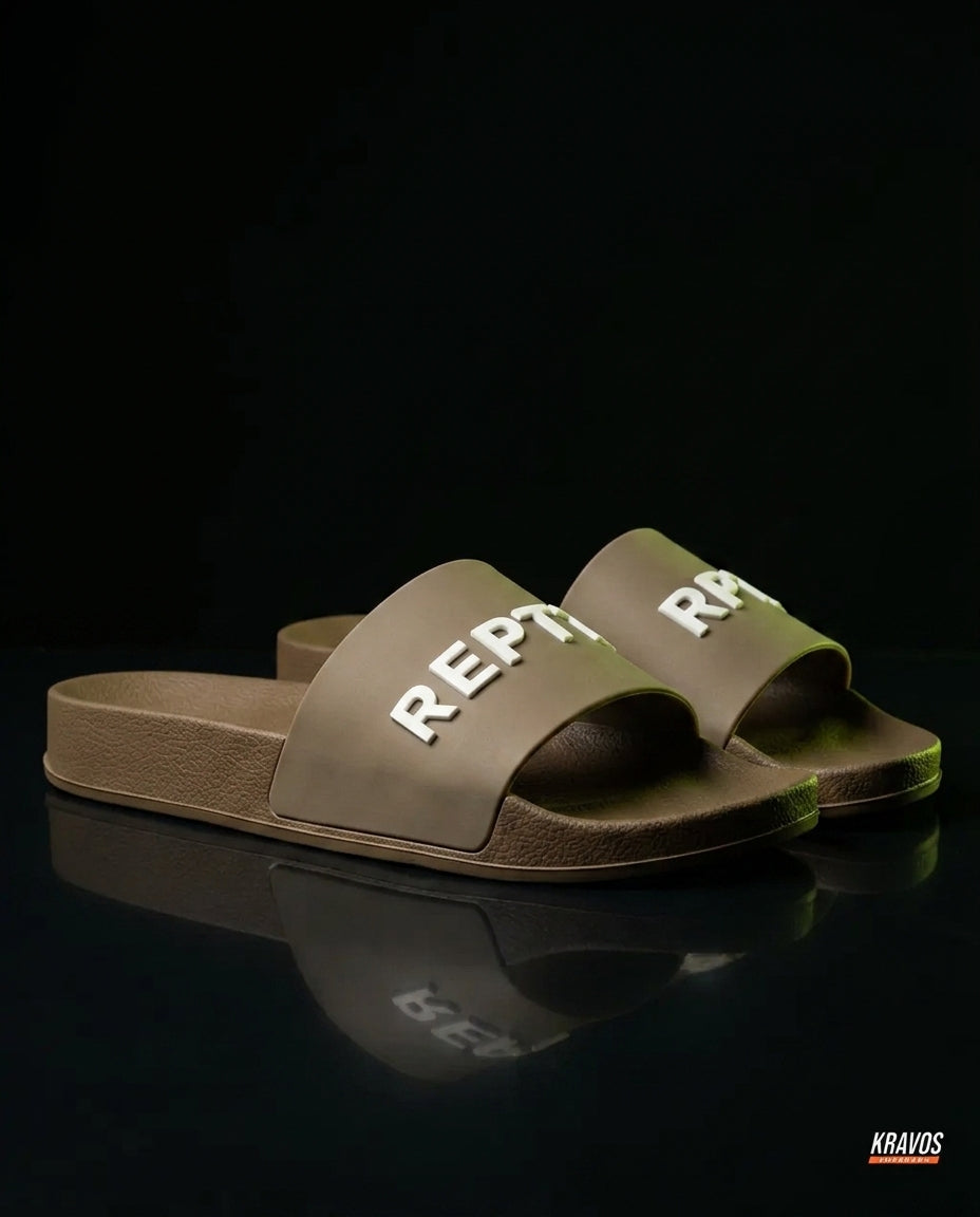 RPT Rubber Moulded Logo Pool Slide Khaki White