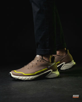 SLM Mesh Layered Trail Trainer Brown Cream Yellow