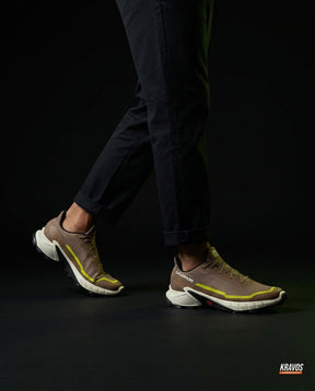 SLM Mesh Layered Trail Trainer Brown Cream Yellow