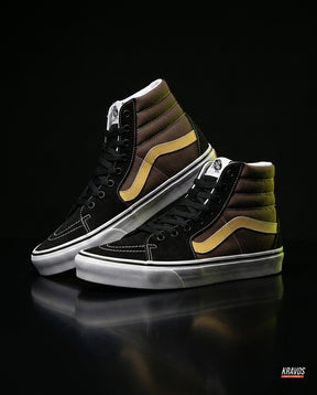 VNS Canvas Padded-Collar Skate High Brown Black Yellow
