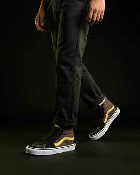 VNS Canvas Padded-Collar Skate High Brown Black Yellow