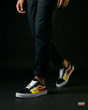 VNS Canvas Suede Vulcanised Skate Low Black Flame