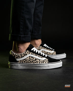 VNS Canvas Suede Vulcanised Skate Low Black Leopard White