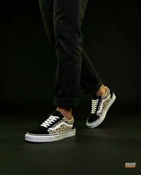 VNS Canvas Suede Vulcanised Skate Low Black Leopard White