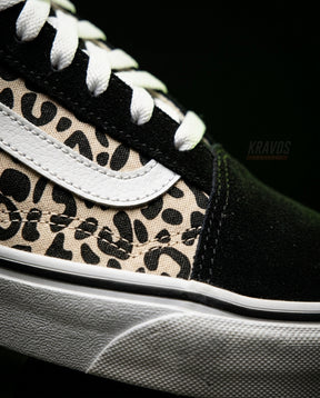 VNS Canvas Suede Vulcanised Skate Low Black Leopard White