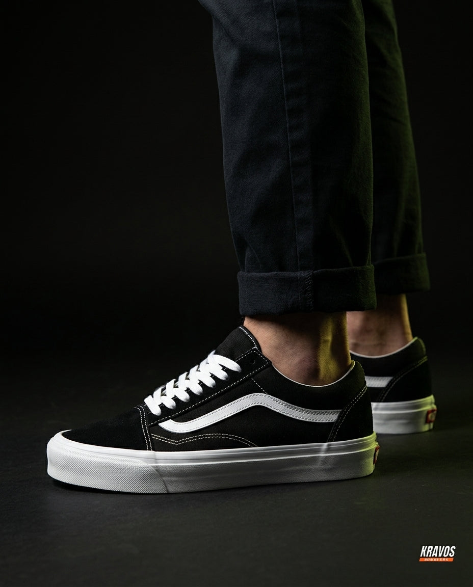 VNS Canvas Suede Vulcanised Skate Low Black White