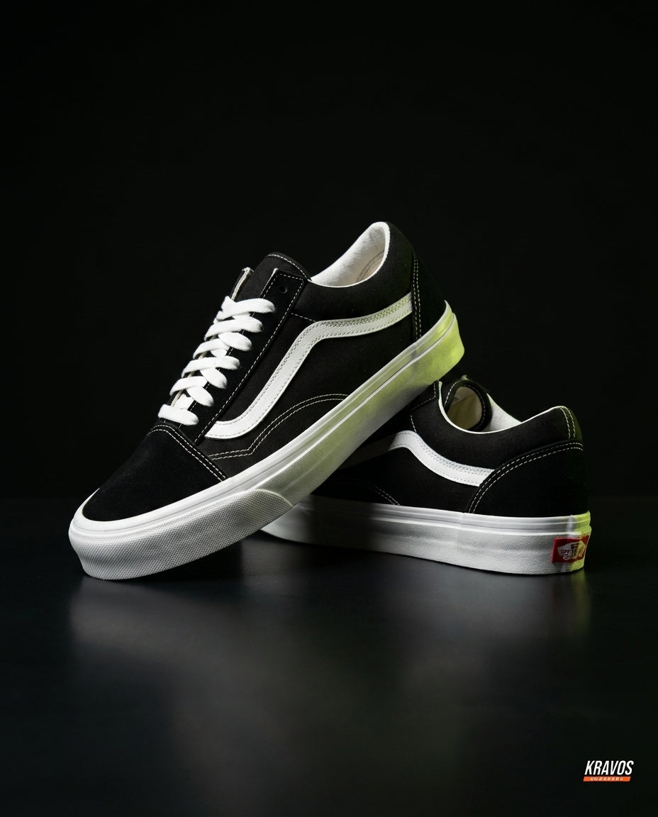 VNS Canvas Suede Vulcanised Skate Low Black White