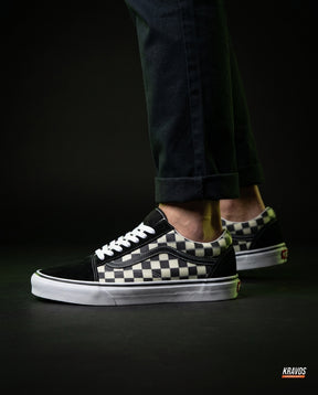 VNS Canvas Suede Vulcanised Skate Low Black White Checkerboard