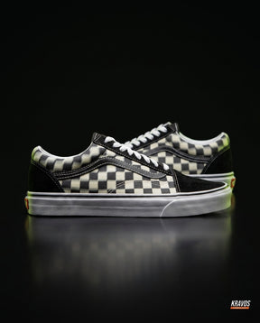 VNS Canvas Suede Vulcanised Skate Low Black White Checkerboard