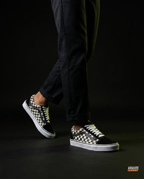 VNS Canvas Suede Vulcanised Skate Low Black White Checkerboard