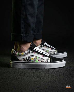 VNS Canvas Suede Vulcanised Skate Low Black White Multicolor