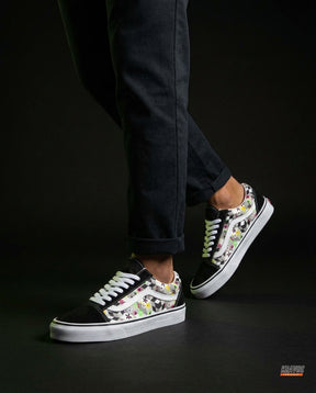 VNS Canvas Suede Vulcanised Skate Low Black White Multicolor