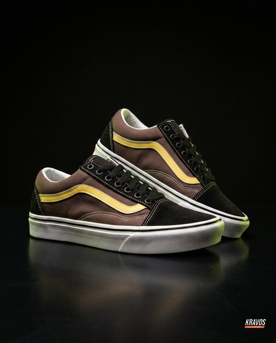 VNS Canvas Suede Vulcanised Skate Low Brown Black Yellow