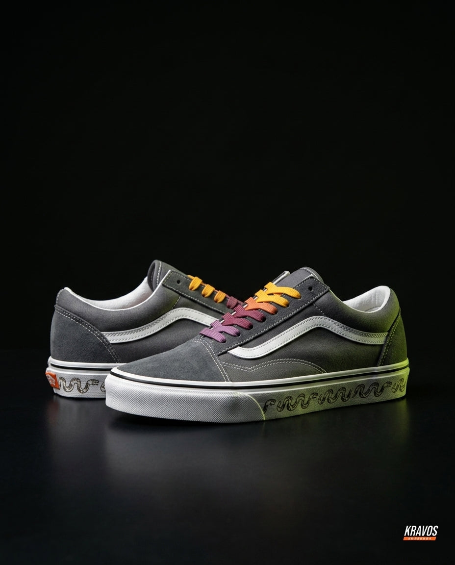 VNS Canvas Suede Vulcanised Skate Low Grey White Multi