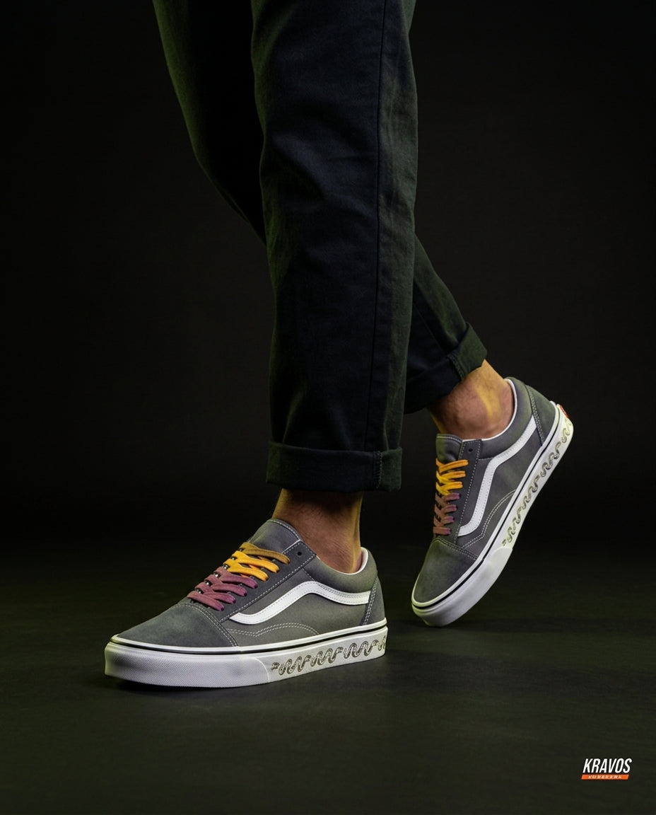 VNS Canvas Suede Vulcanised Skate Low Grey White Multi