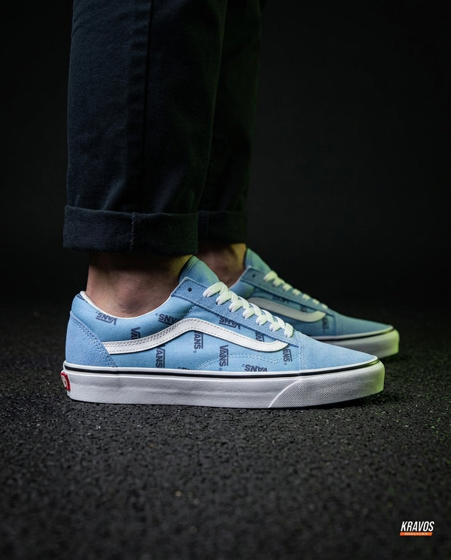 VNS Canvas Suede Vulcanised Skate Low Light Blue White