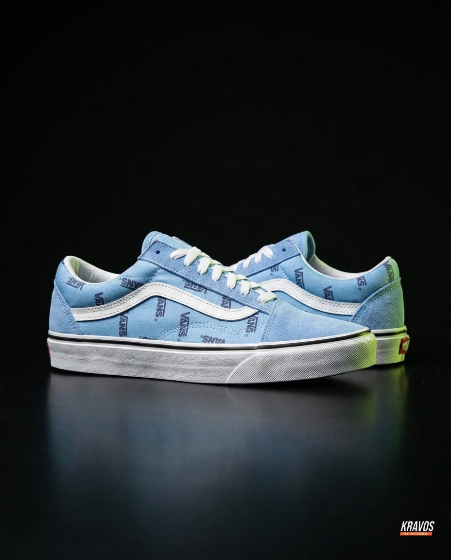 VNS Canvas Suede Vulcanised Skate Low Light Blue White