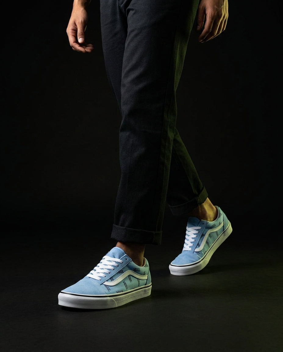 VNS Canvas Suede Vulcanised Skate Low Light Blue White