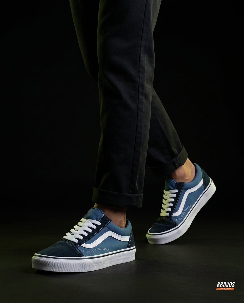 VNS Canvas Suede Vulcanised Skate Low Navy Blue White