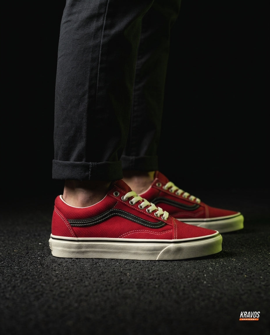 VNS Canvas Suede Vulcanised Skate Low Red Cream
