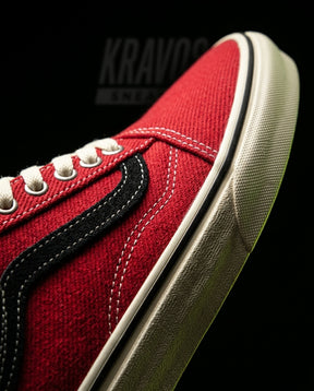 VNS Canvas Suede Vulcanised Skate Low Red Cream