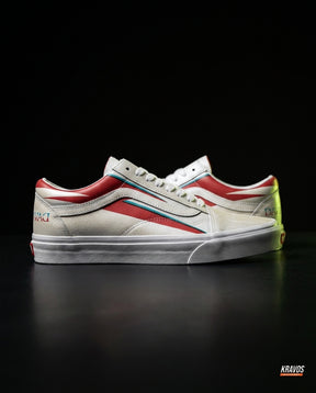 VNS Canvas Suede Vulcanised Skate Low White Red Teal