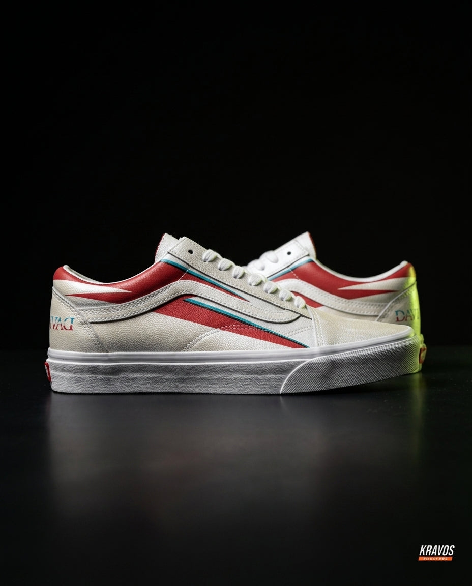 VNS Canvas Suede Vulcanised Skate Low White Red Teal
