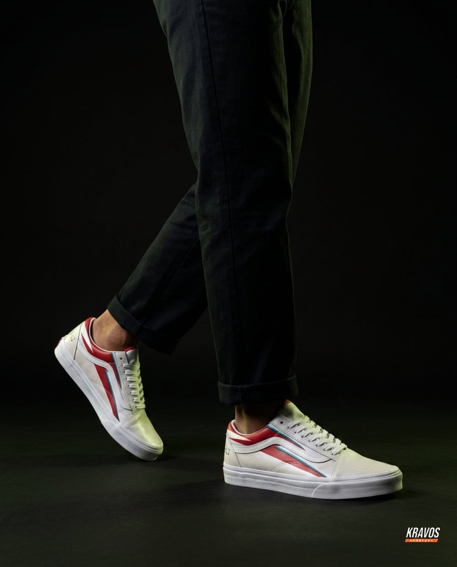 VNS Canvas Suede Vulcanised Skate Low White Red Teal