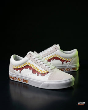 VNS Canvas Suede Vulcanised Skate Low White Yellow Red