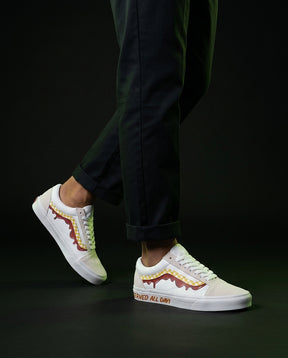 VNS Canvas Suede Vulcanised Skate Low White Yellow Red