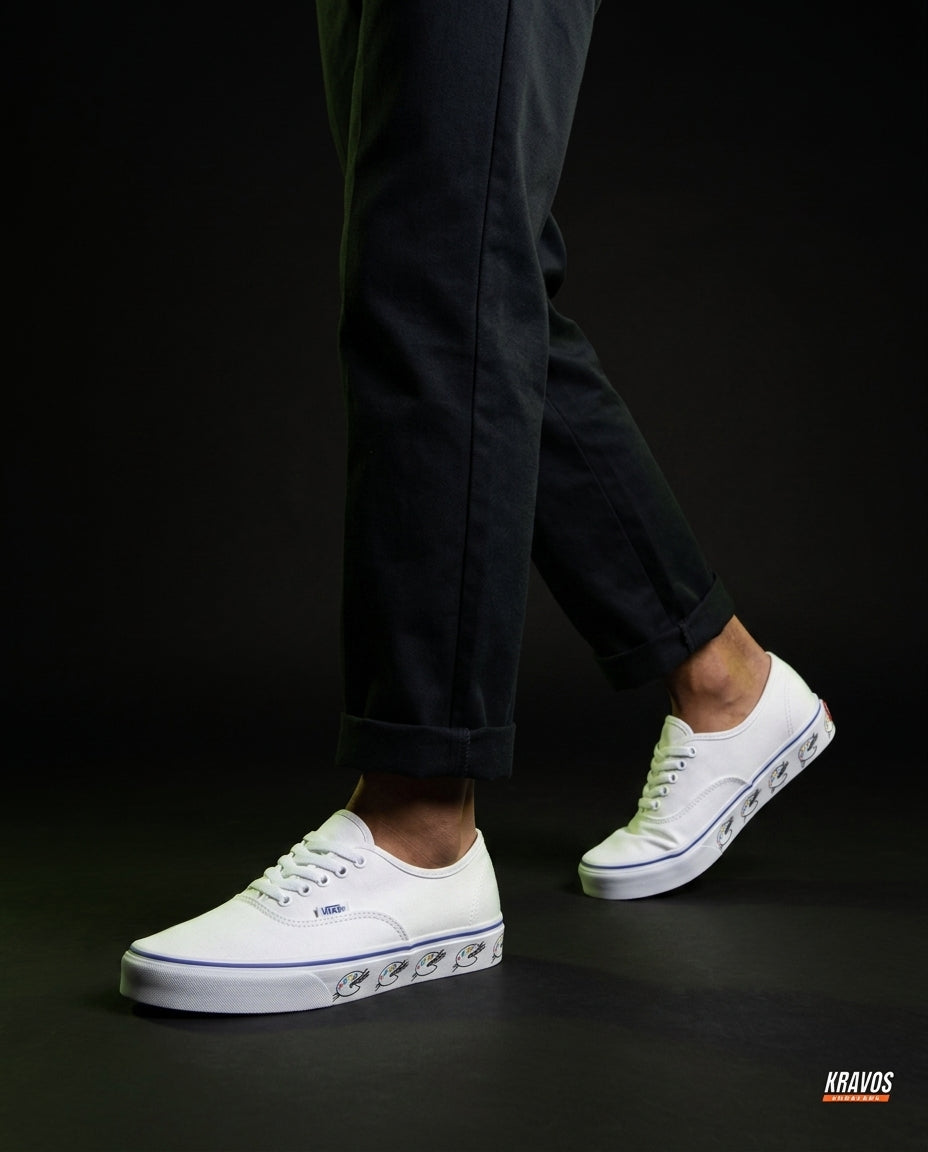 VNS Canvas Vulcanised Skate Low White Blue